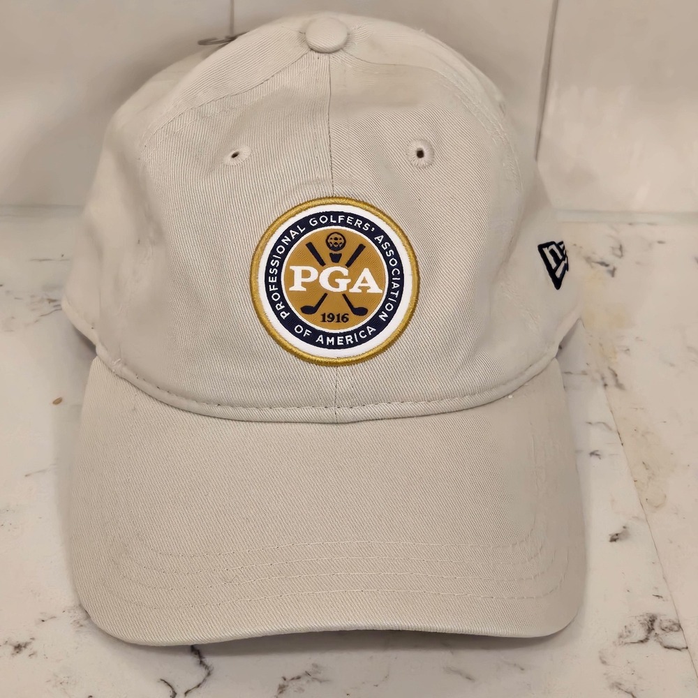New Era Golf PGA of America Adjustable Hat Stone Beige‎ Embroidered Cap Mens
